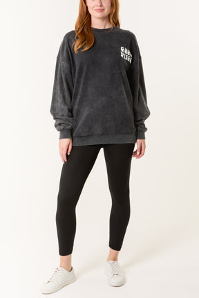 'Good Vibes' Acid Wash Sweatshirt