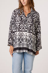 Damask Print Oversized Shirt