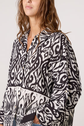Damask Print Oversized Shirt
