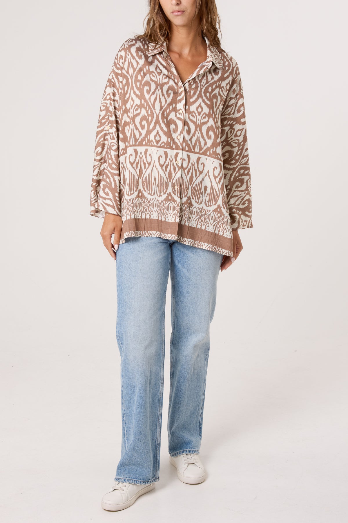 Damask Print Oversized Shirt