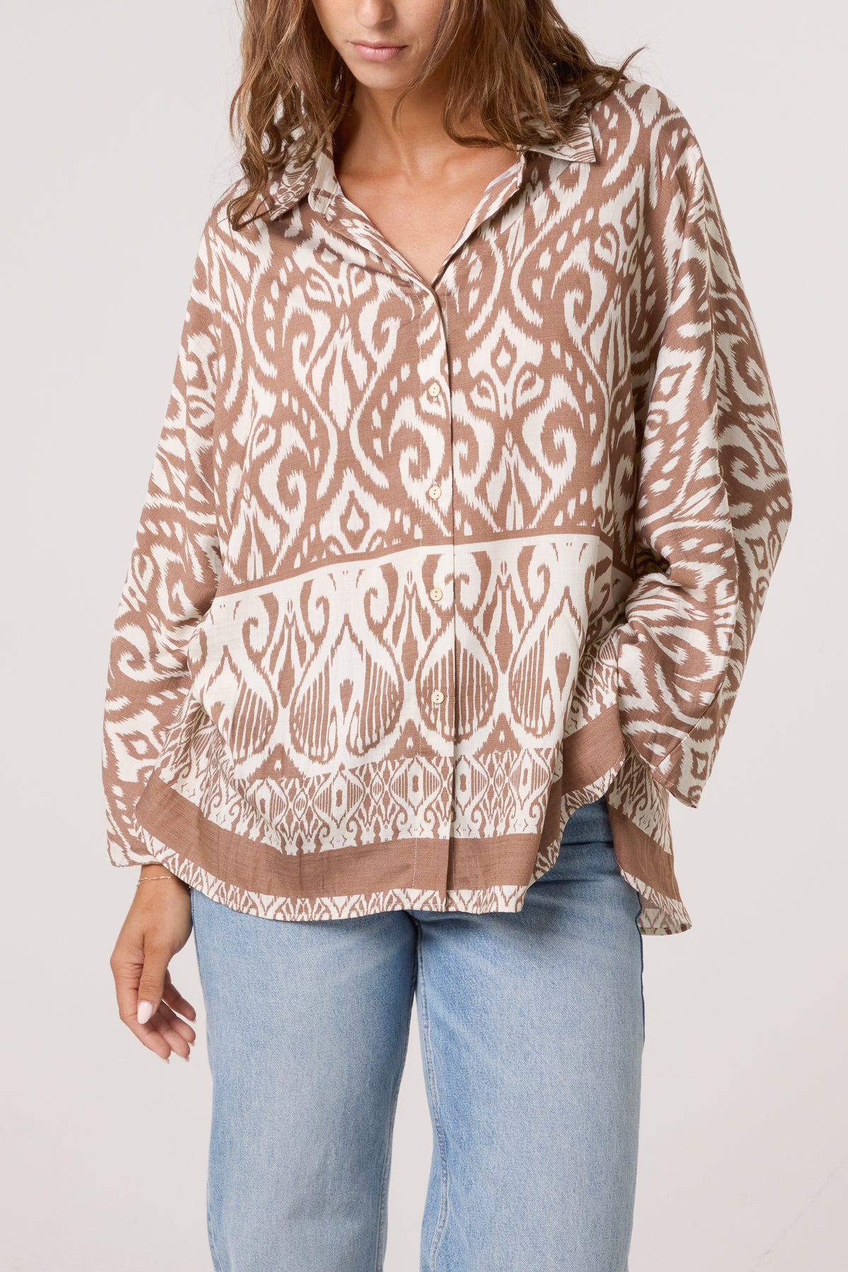 Damask Print Oversized Shirt