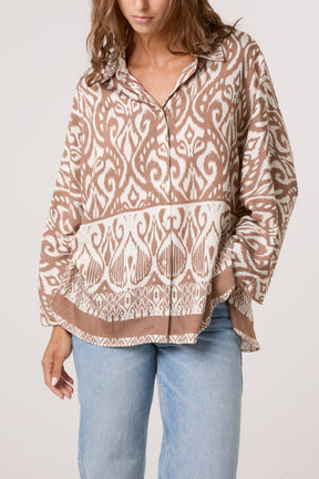 Damask Print Oversized Shirt