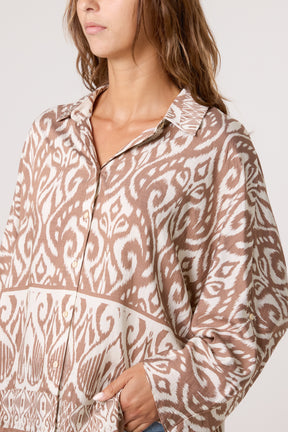 Damask Print Oversized Shirt