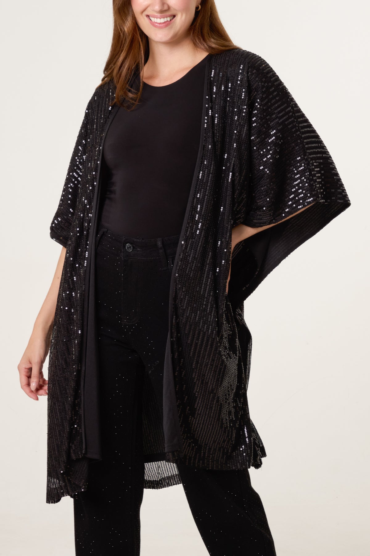 Sequin Short Sleeve Kimono