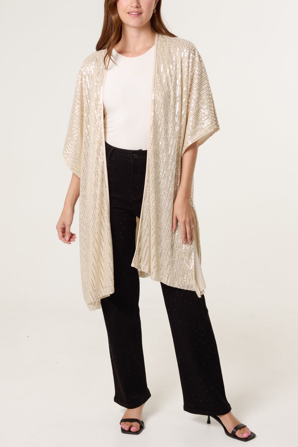 Sequin Short Sleeve Kimono