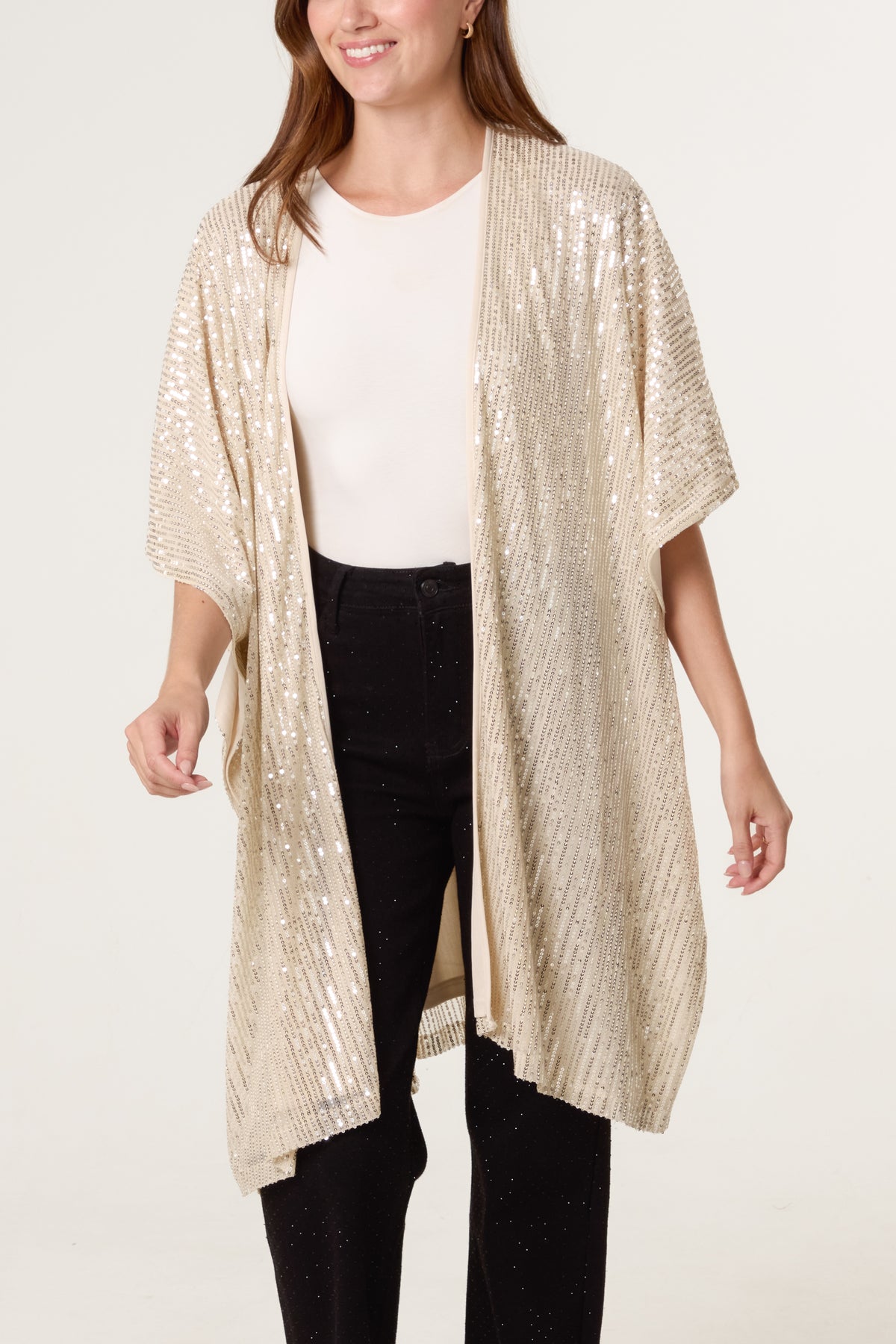 Sequin Short Sleeve Kimono