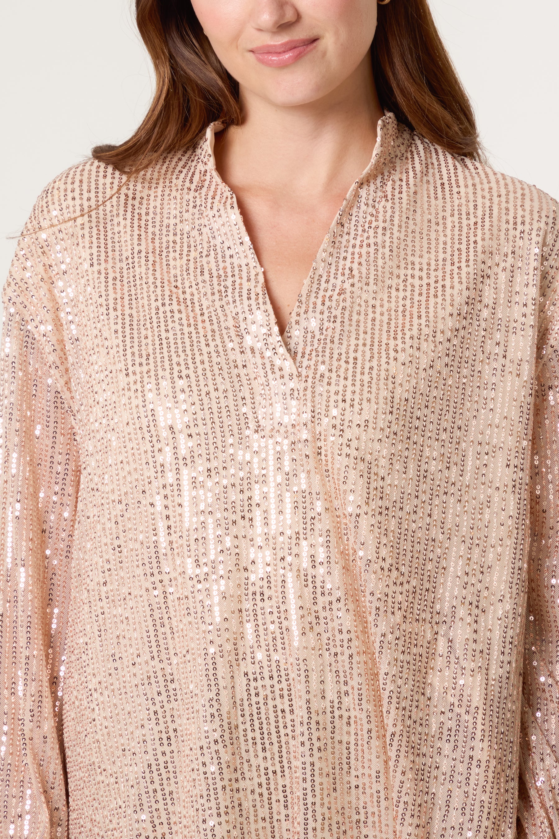 Grandad Collar Sequin Shirt