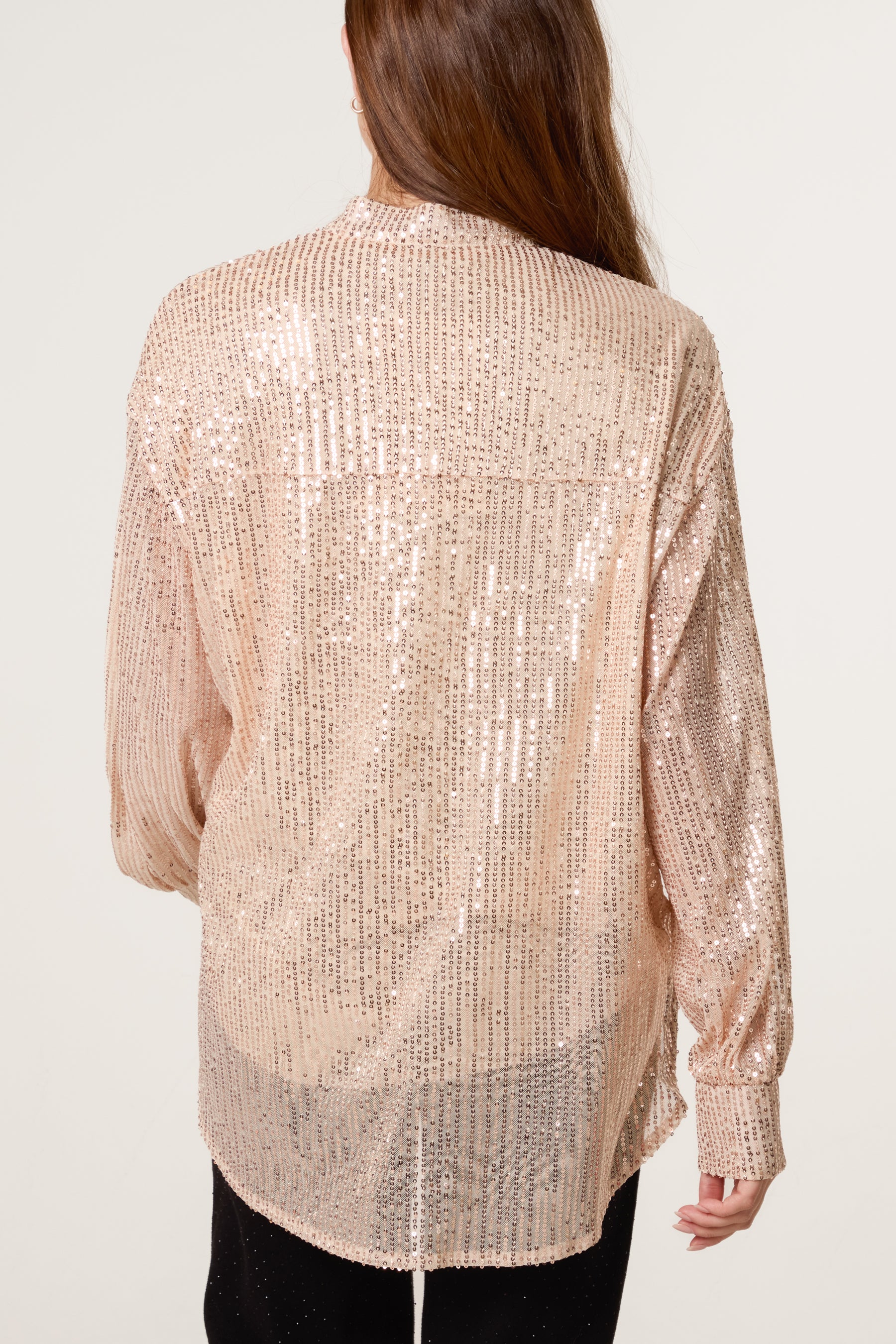 Grandad Collar Sequin Shirt