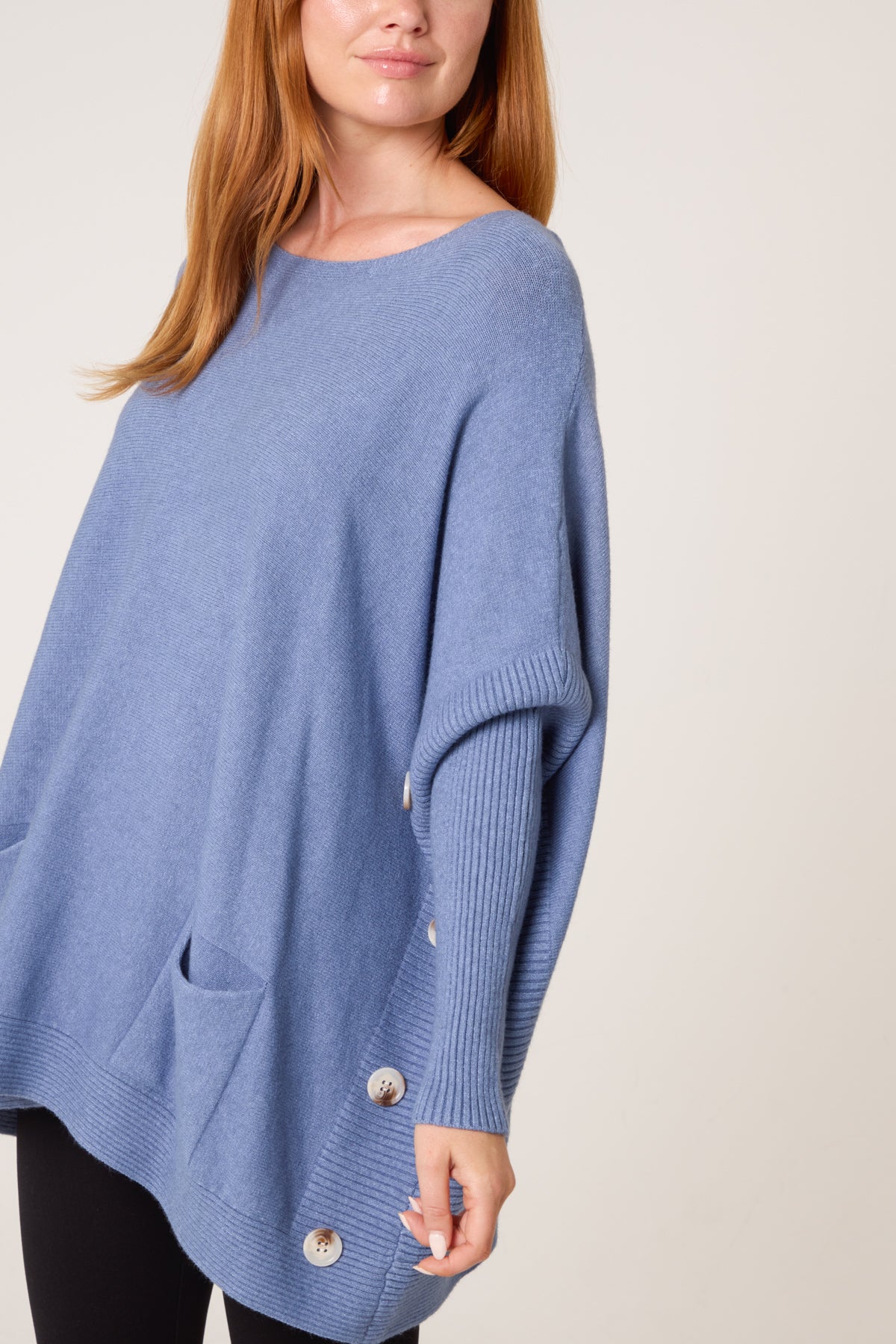 Batwing Ribbed Sleeve Pocket Jumper