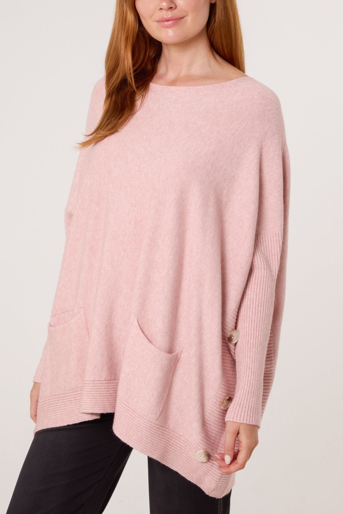 Batwing Ribbed Sleeve Pocket Jumper