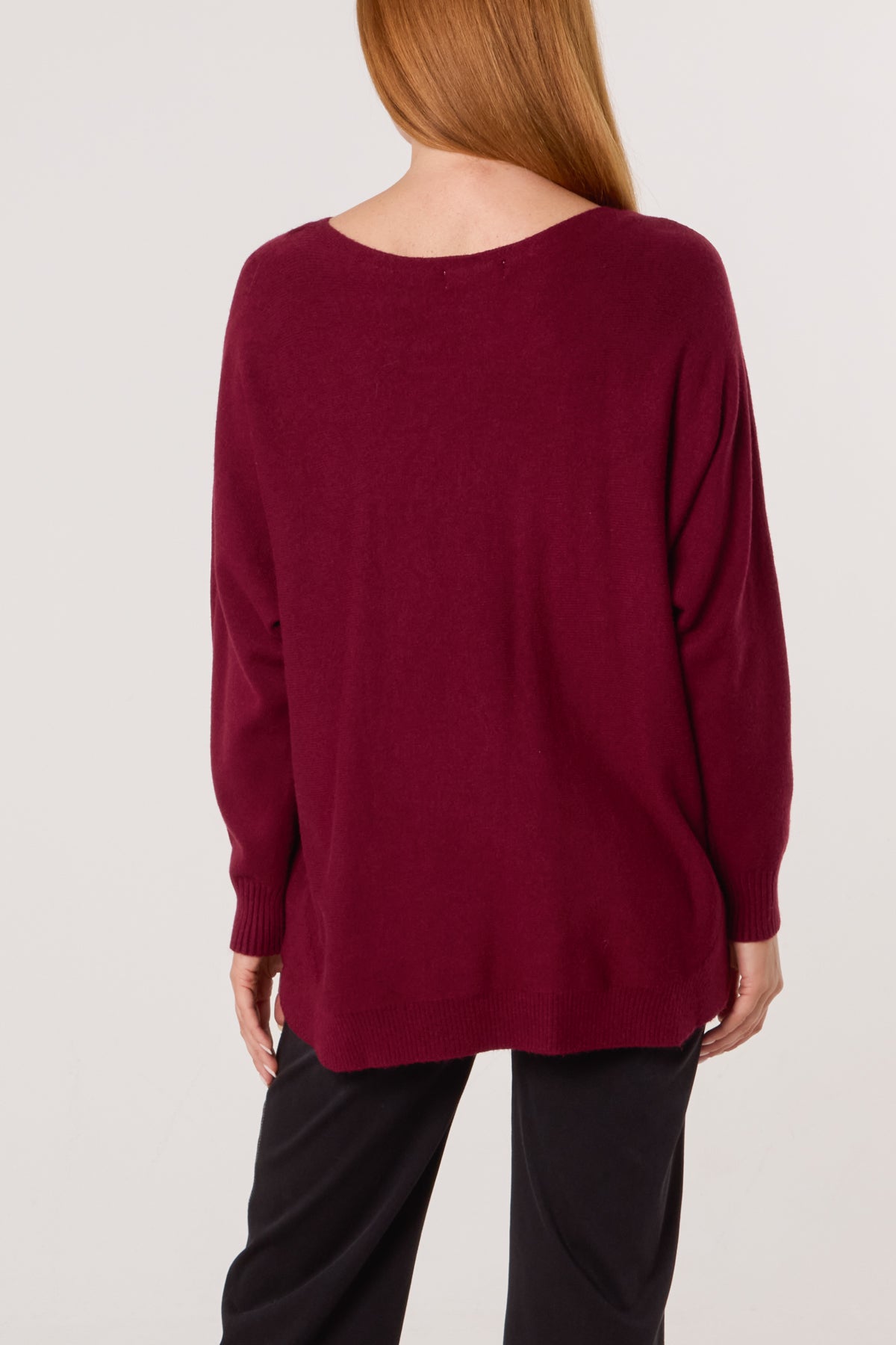Pocket & Side Button Slash Neck Jumper