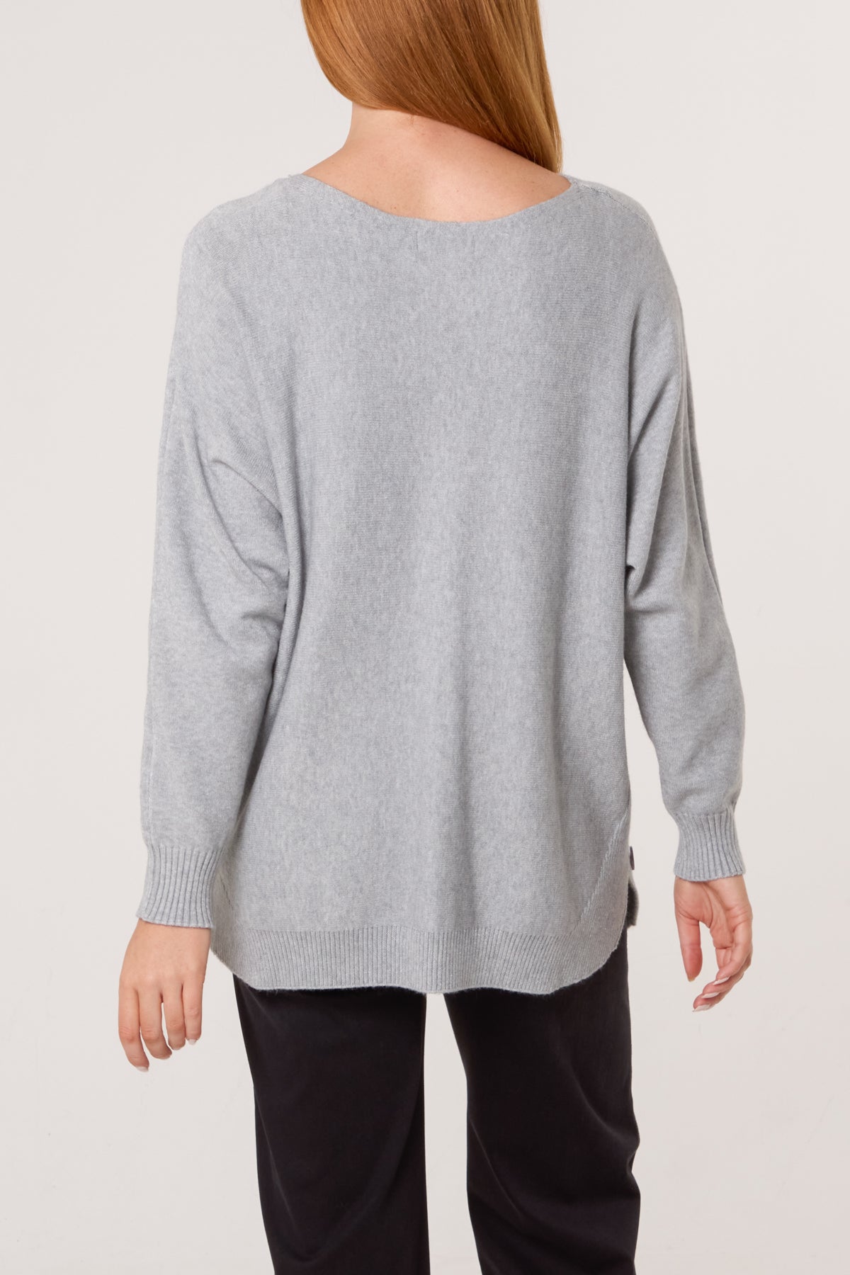 Pocket & Side Button Slash Neck Jumper