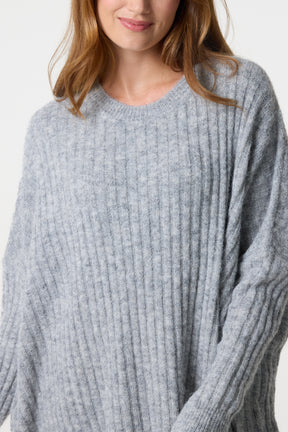 Batwing Sleeve Ribbed Knit Jumper