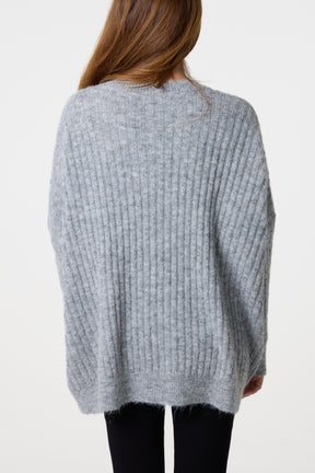 Batwing Sleeve Ribbed Knit Jumper