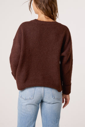 Roll Sleeve Crew Neck Knit Jumper