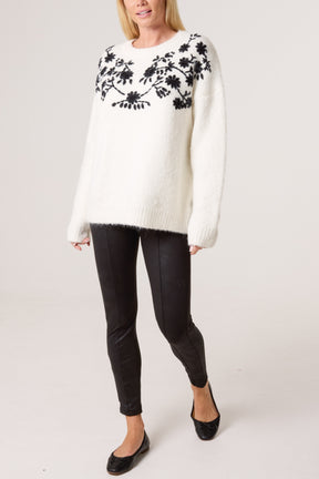 Flower Embroidered Knit Jumper
