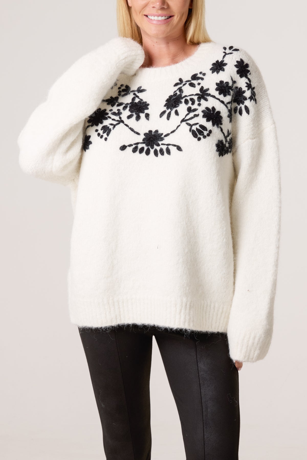 Flower Embroidered Knit Jumper