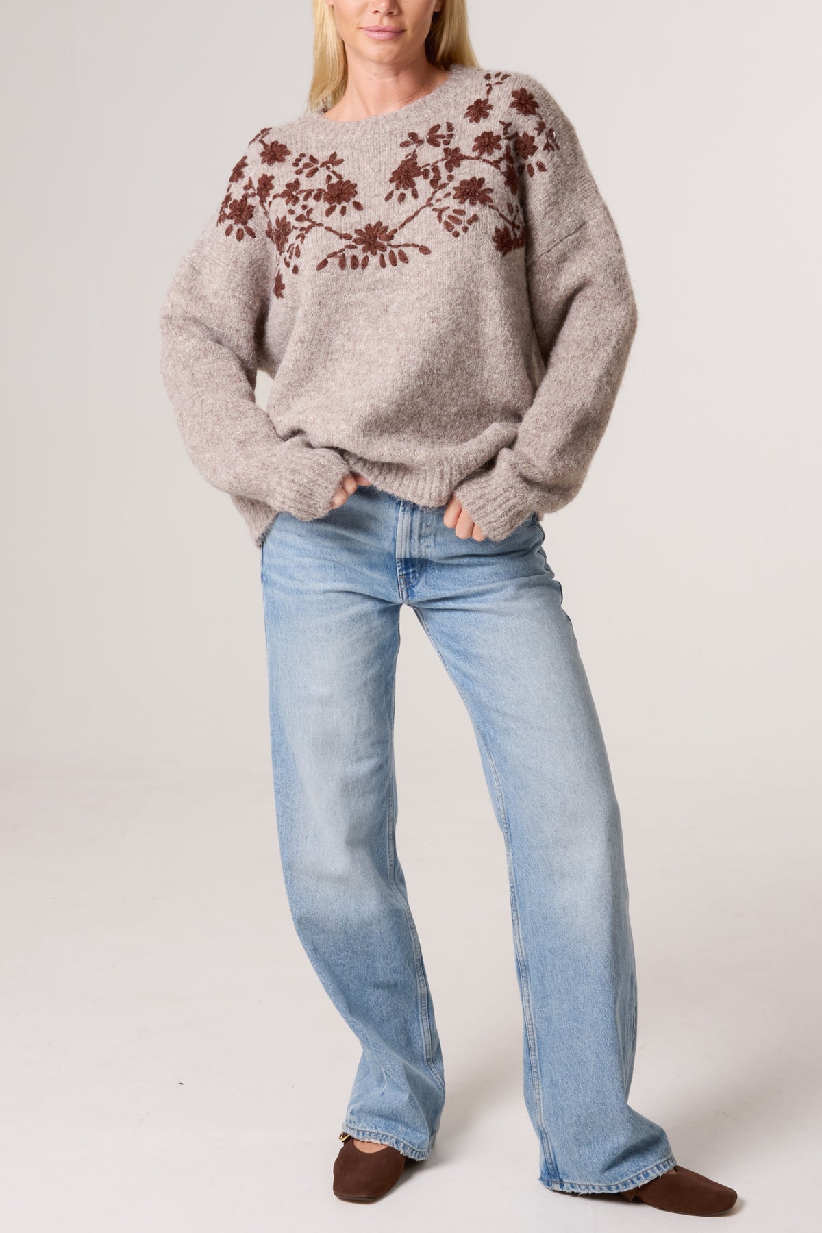 Flower Embroidered Knit Jumper