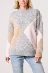 Colourful Argyle Knit Jumper