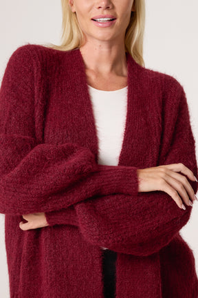Wool Ribbed Knit Balloon Cardigan