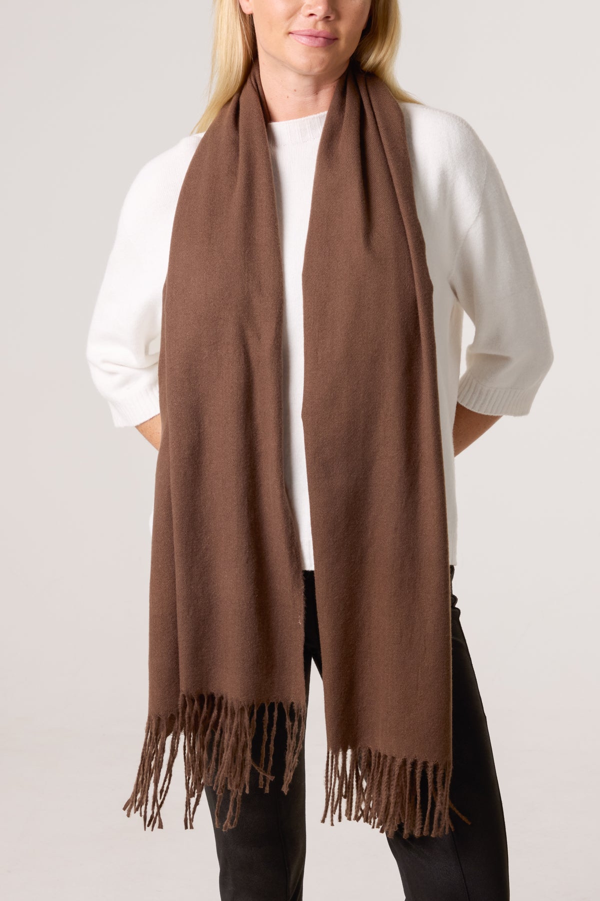 Soft Knit Plain Tassel Scarf