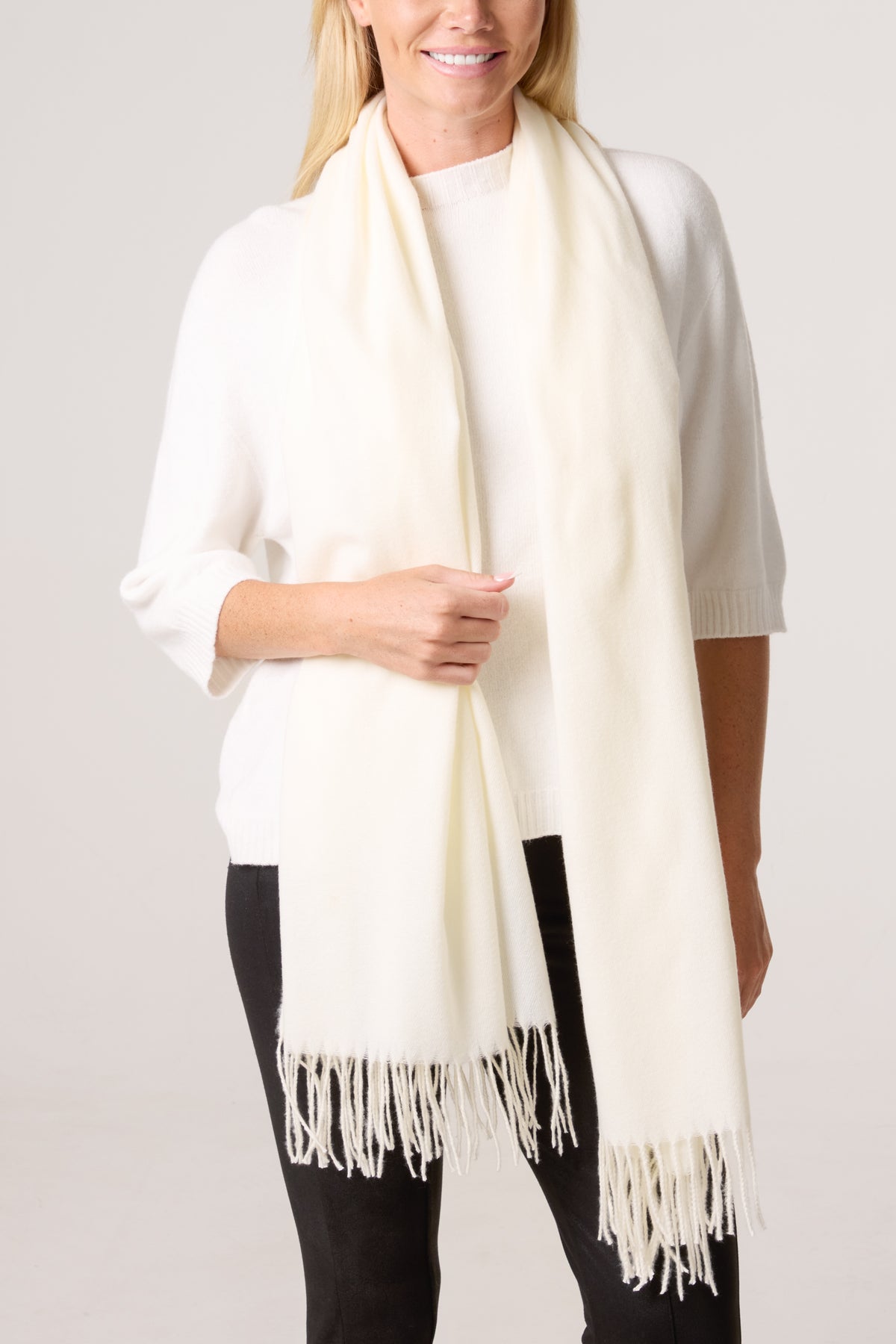 Soft Knit Plain Tassel Scarf