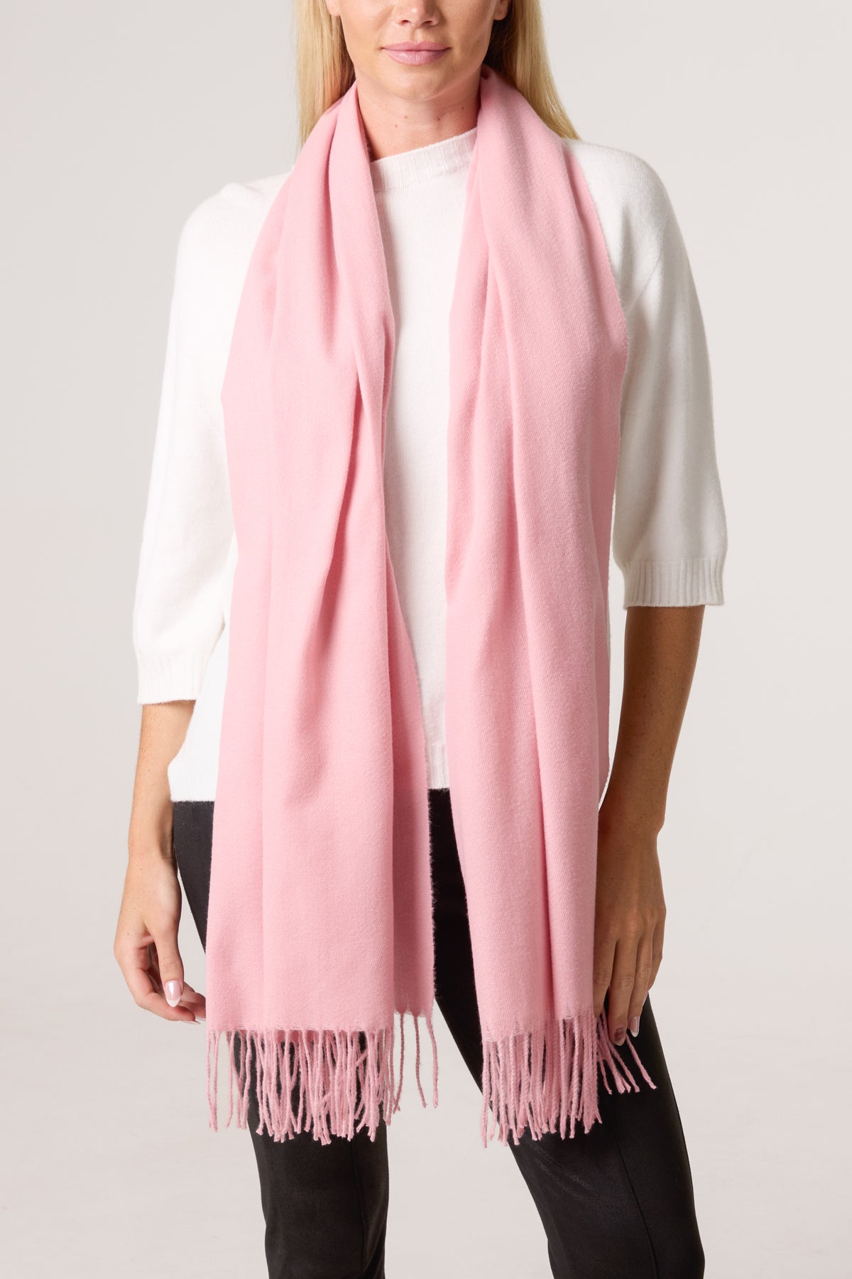 Soft Knit Plain Tassel Scarf