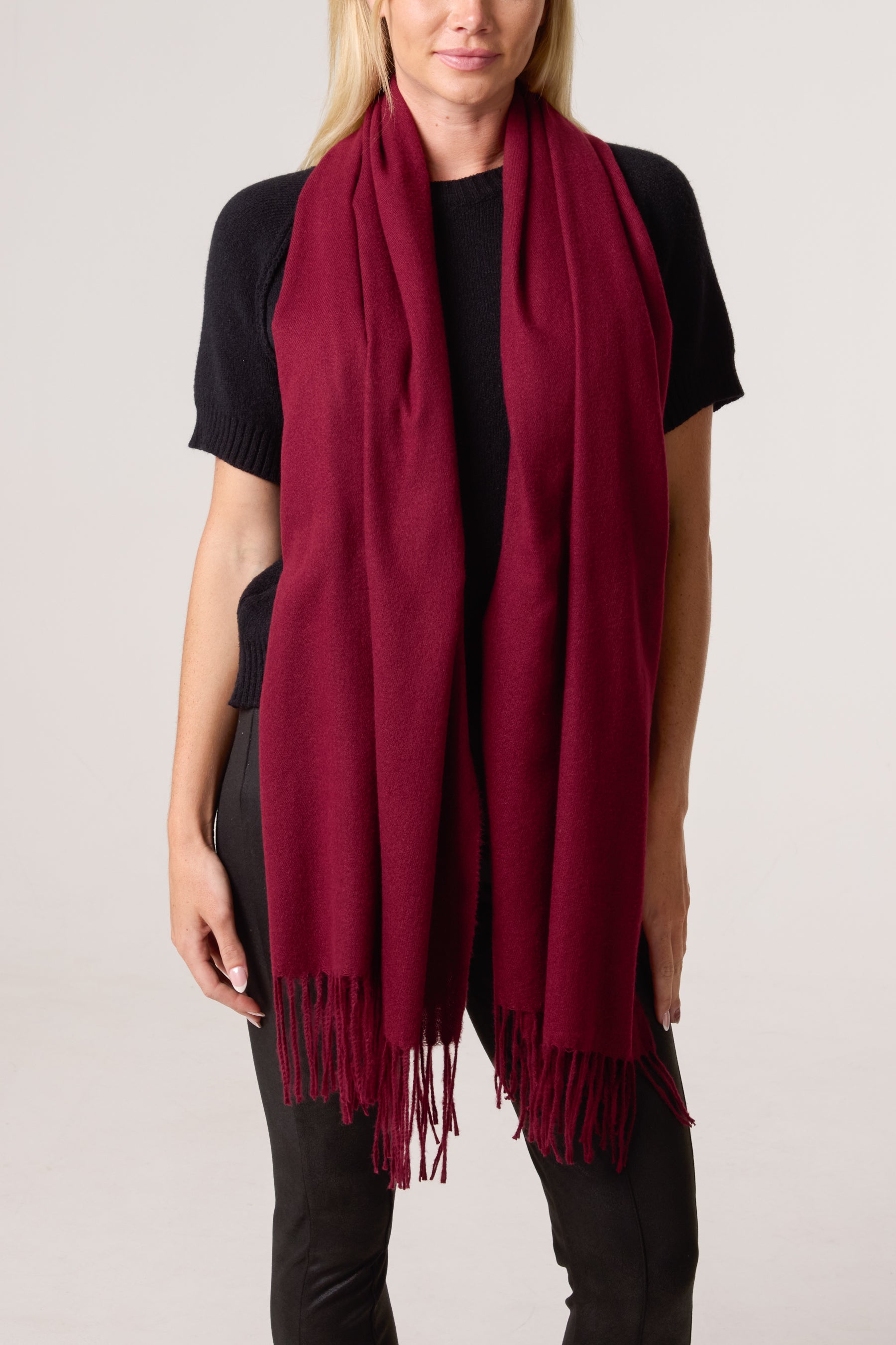 Soft Knit Plain Tassel Scarf