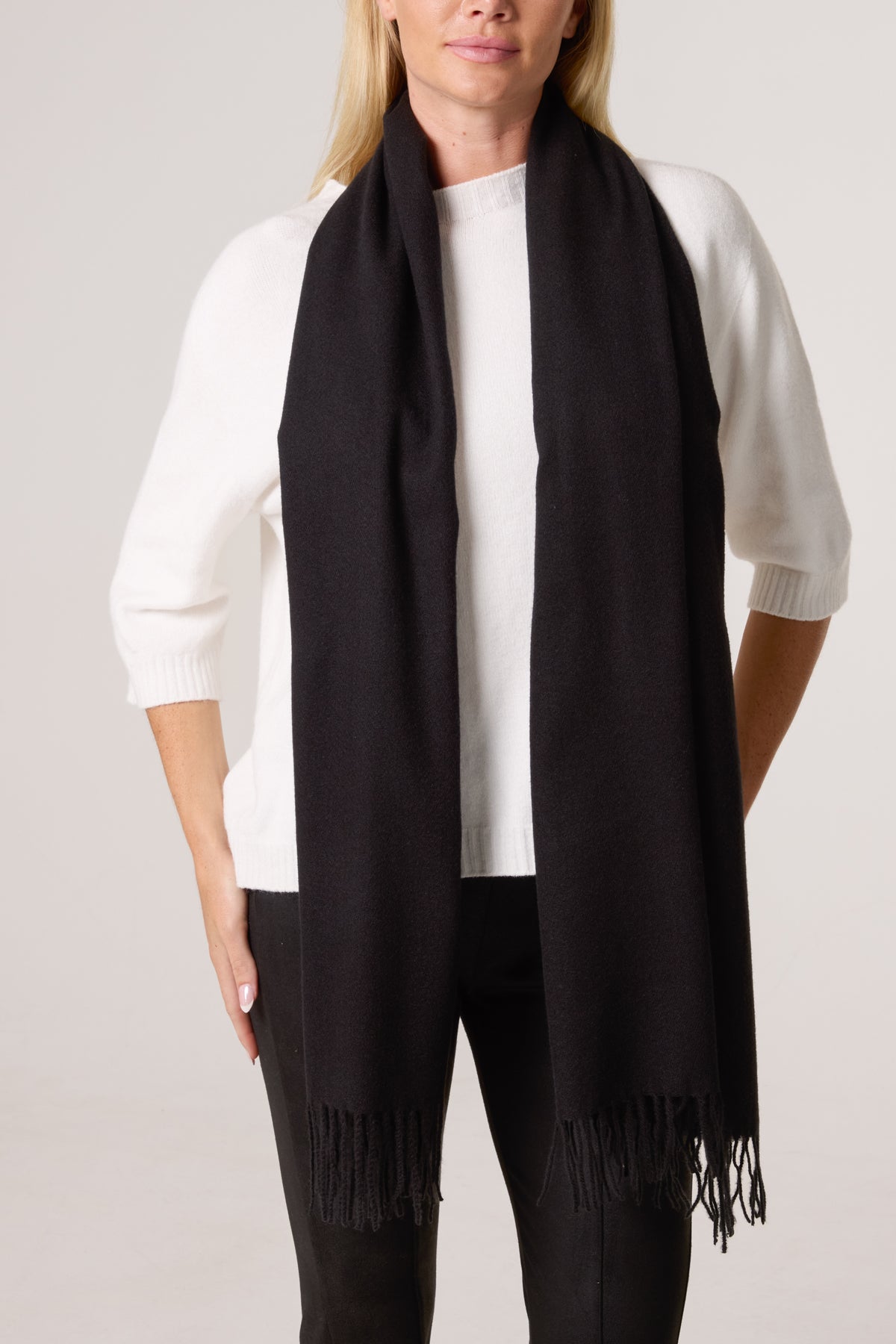 Soft Knit Plain Tassel Scarf
