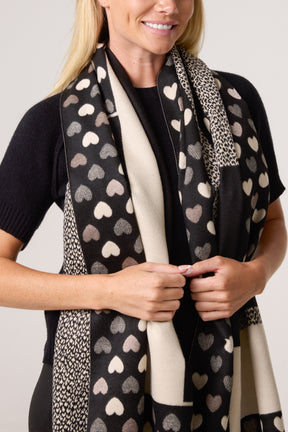 Reversible Heart Print Scarf