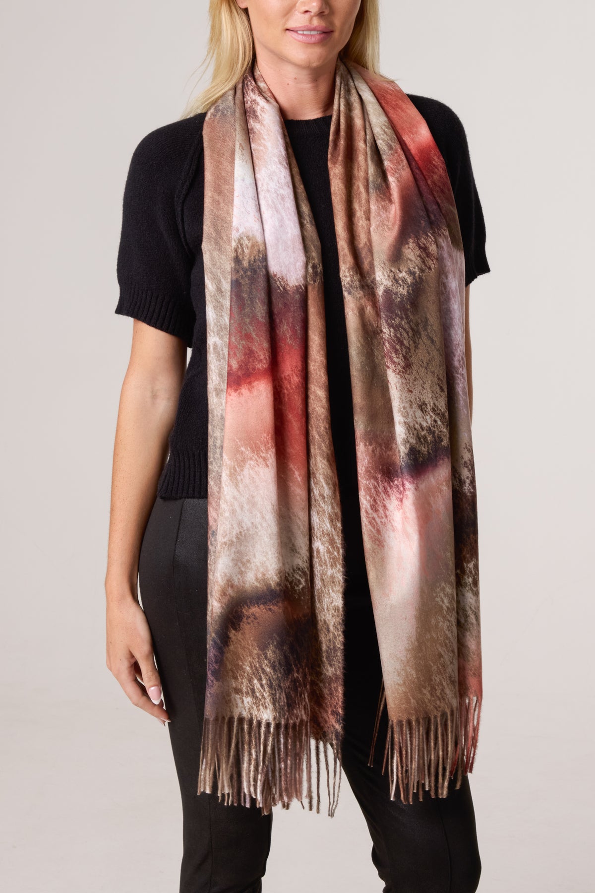 Reversible Watercolour Tassel Scarf