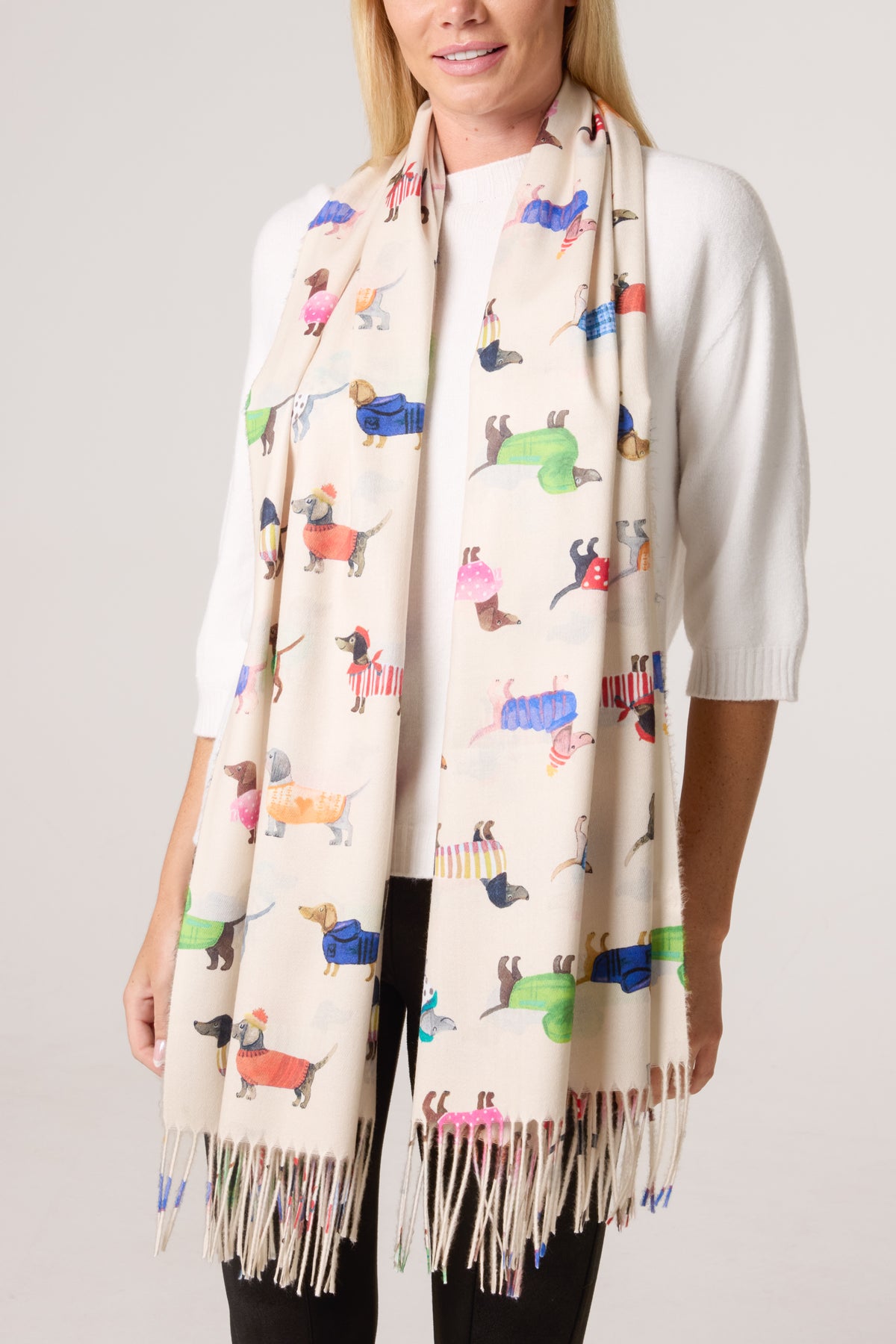 Sausage Dog Tassel Scarf