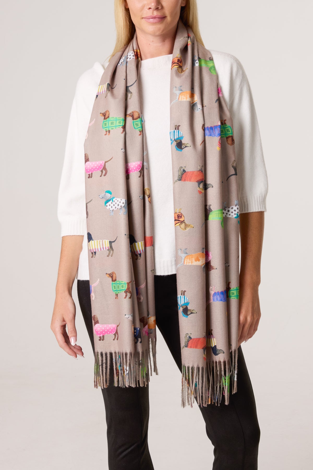 Sausage Dog Tassel Scarf