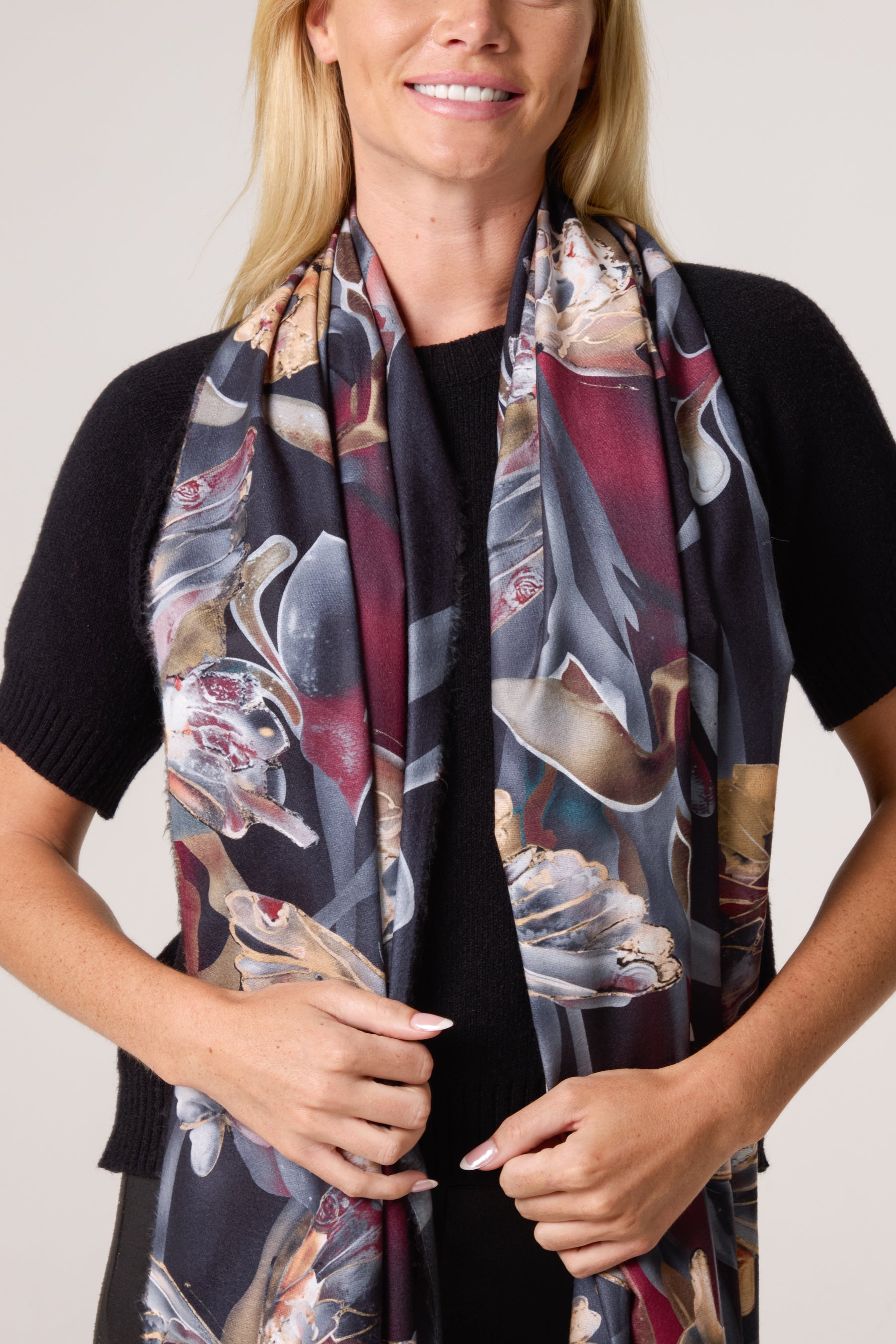 Colourful Butterfly Print Tassel Scarf