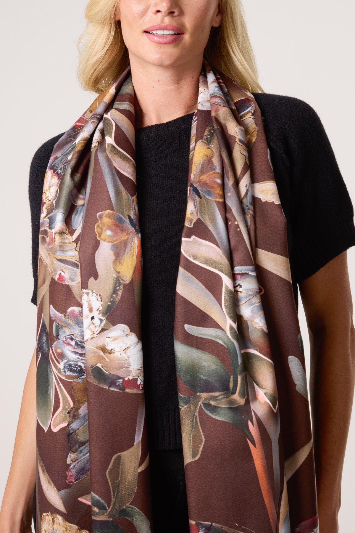 Colourful Butterfly Print Tassel Scarf