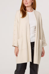 Pearl Sleeve Embellished Open Cardigan