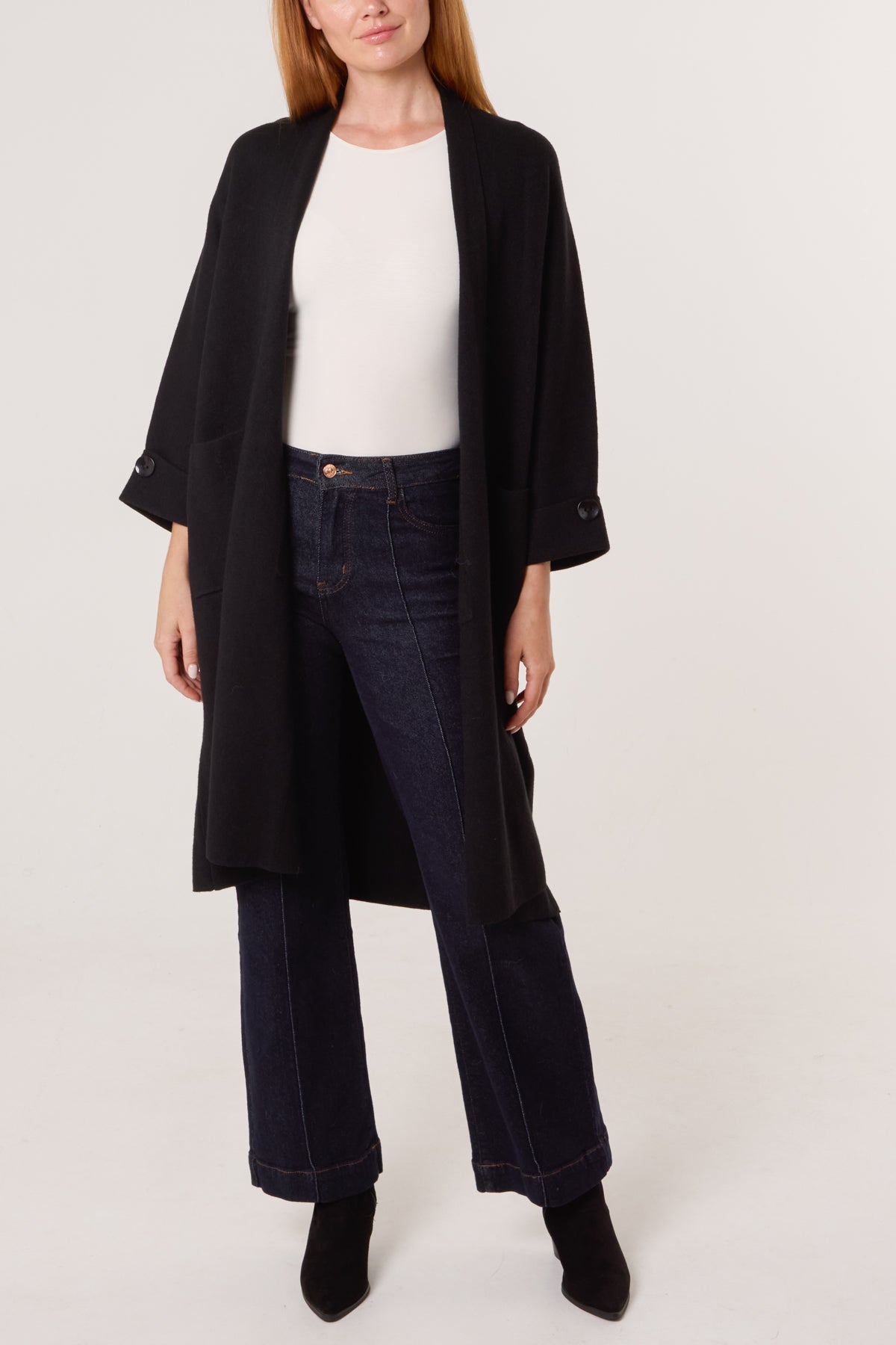 Longline Pockets Open Cardigan
