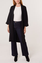 Longline Pockets Open Cardigan