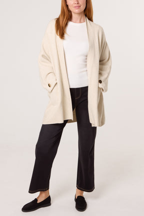 Gold Button Sleeve Heavy Knit Cardigan