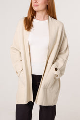 Gold Button Sleeve Heavy Knit Cardigan