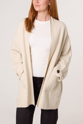 Gold Button Sleeve Heavy Knit Cardigan