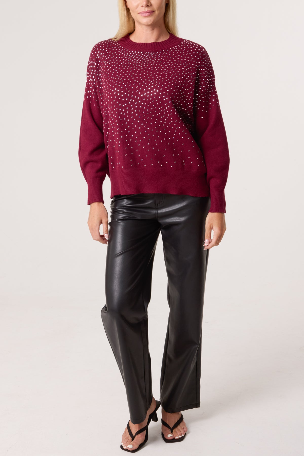 Rhinestone Embellished Knit Jumper