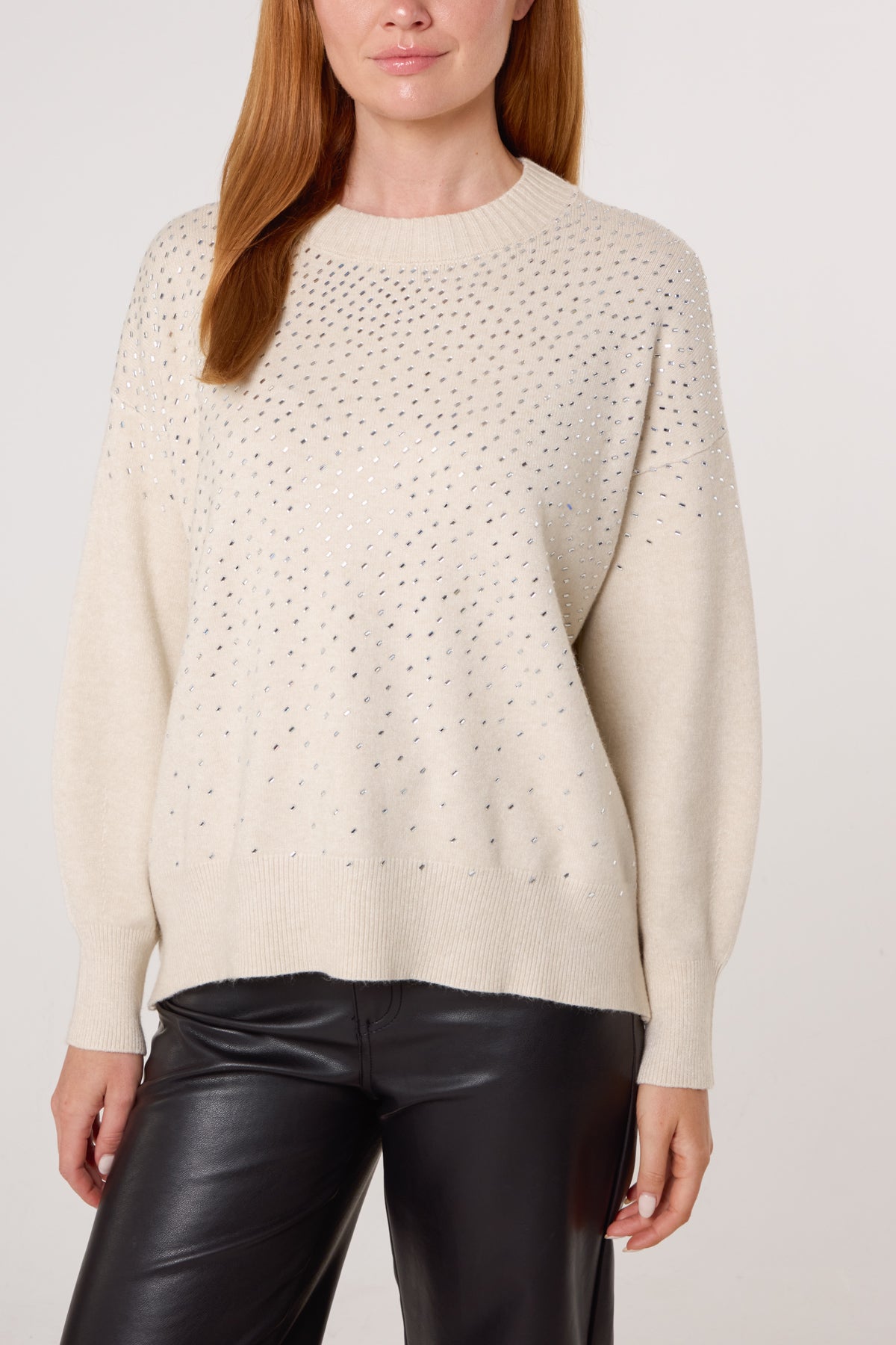 Rhinestone Embellished Knit Jumper