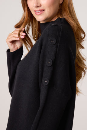 Button Shoulder High Neck Jumper