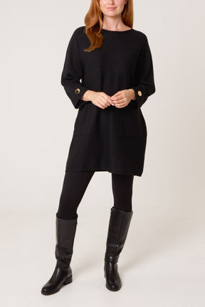 Front Seam Gold Button Pocket Tunic