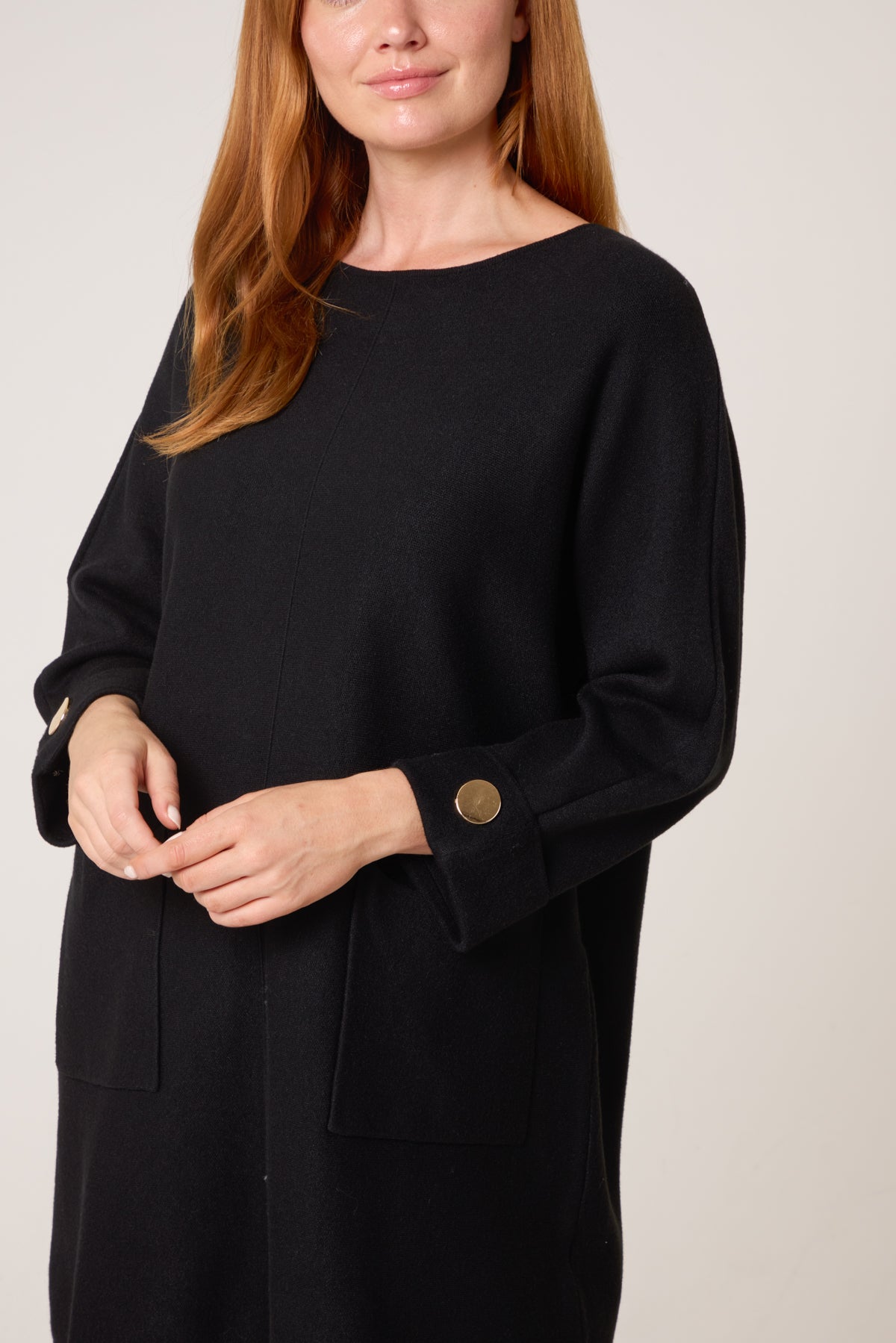 Front Seam Gold Button Pocket Tunic