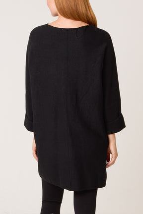 Front Seam Gold Button Pocket Tunic