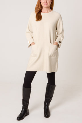 Front Seam Gold Button Pocket Tunic