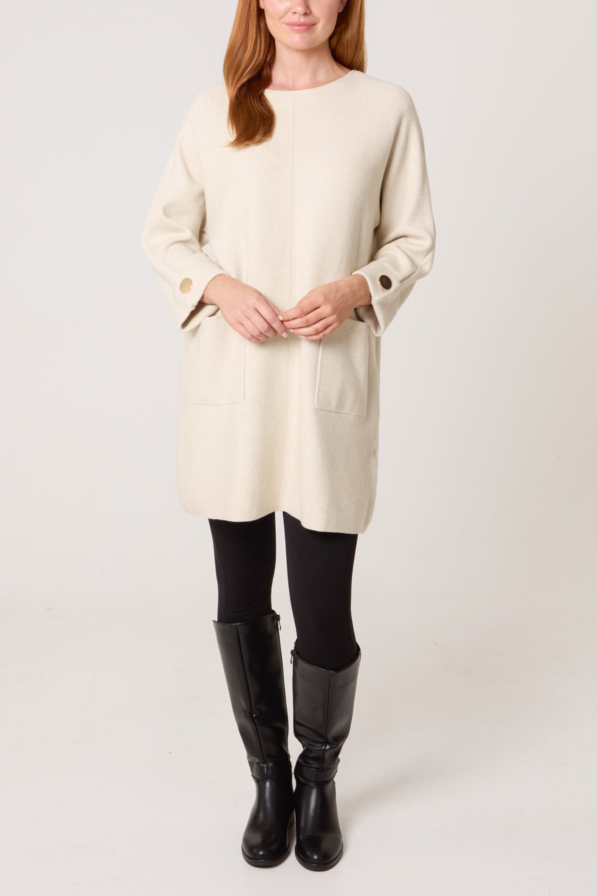Front Seam Gold Button Pocket Tunic