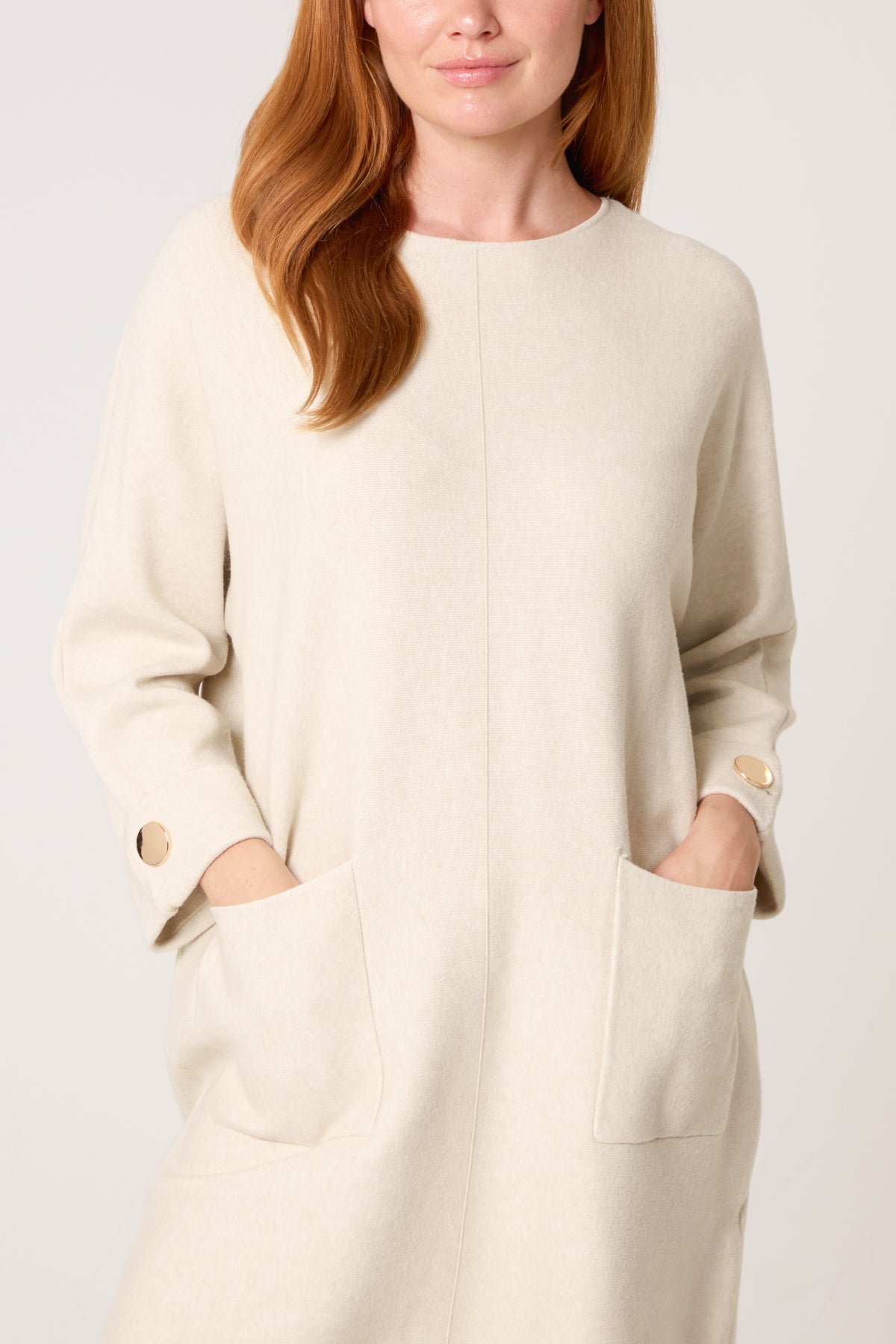 Front Seam Gold Button Pocket Tunic